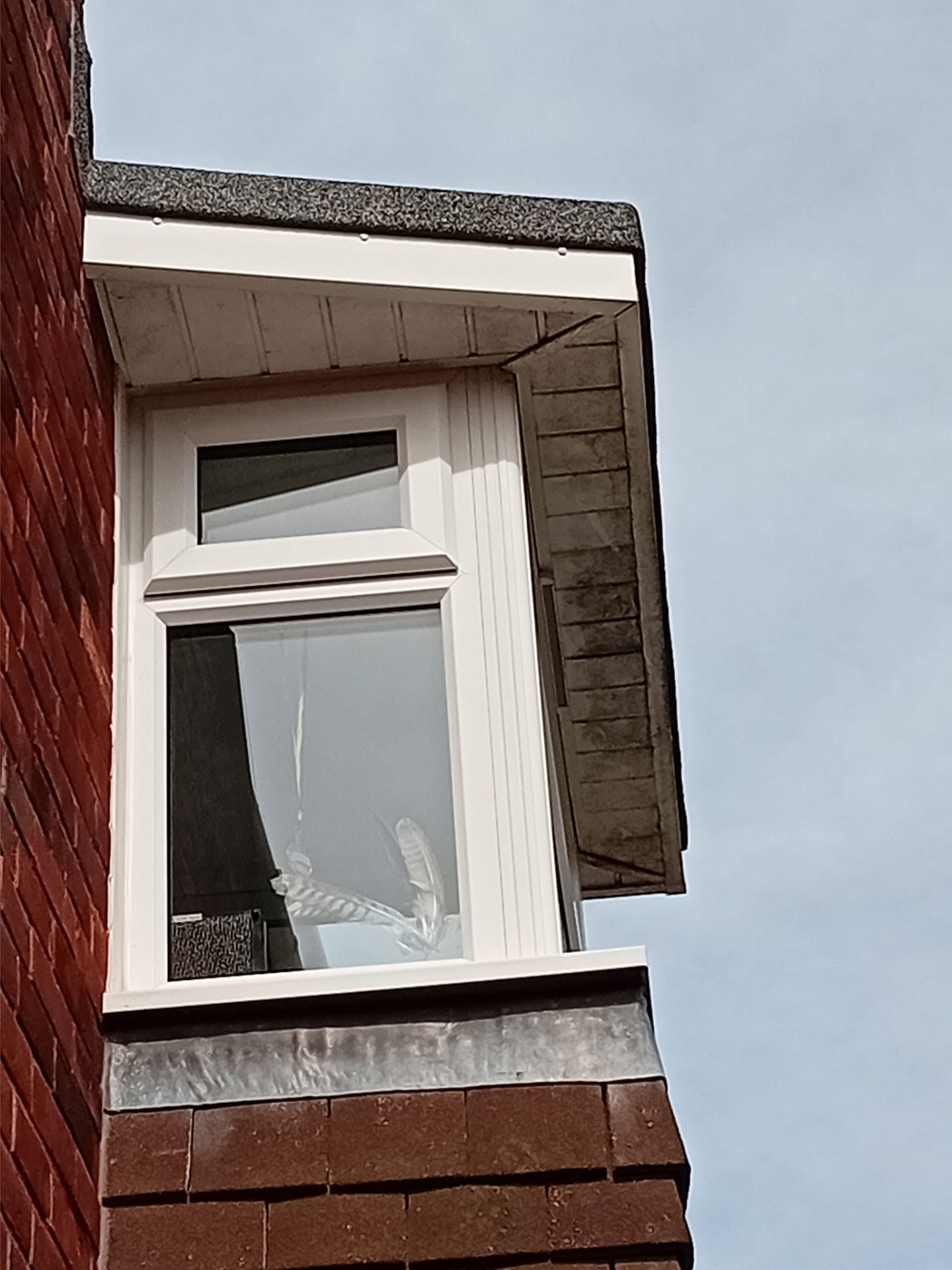 Upstairs bedroom window cleaned to a streak-free finish from the ground